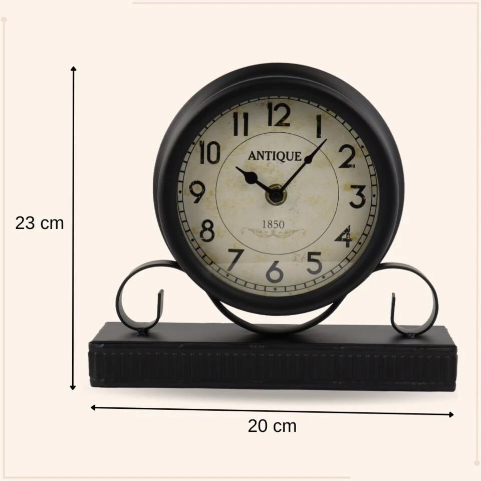 MISOU Klassieke Tafelklok Zwart 23 Cm 1x AA Batterij Niet Meegeleverd 6 MISOU Klassieke Tafelklok Zwart 23 Cm 1x AA Batterij Niet Meegeleverd - Afbeelding 4