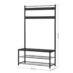 ACAZA XL Garderoberek Met Schoenenbank, Kapstok En Schoenenrek, 11 Haken, Zwart 8 ACAZA XL Garderoberek Met Schoenenbank, Kapstok En Schoenenrek, 11 Haken, Zwart -Huishoudelijke Artikelen Winkel 1000034356 0102