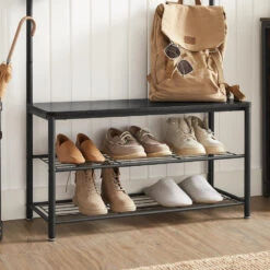 ACAZA XL Garderoberek Met Schoenenbank, Kapstok En Schoenenrek, 11 Haken, Zwart 9 ACAZA XL Garderoberek Met Schoenenbank, Kapstok En Schoenenrek, 11 Haken, Zwart -Huishoudelijke Artikelen Winkel 1000034356 0103