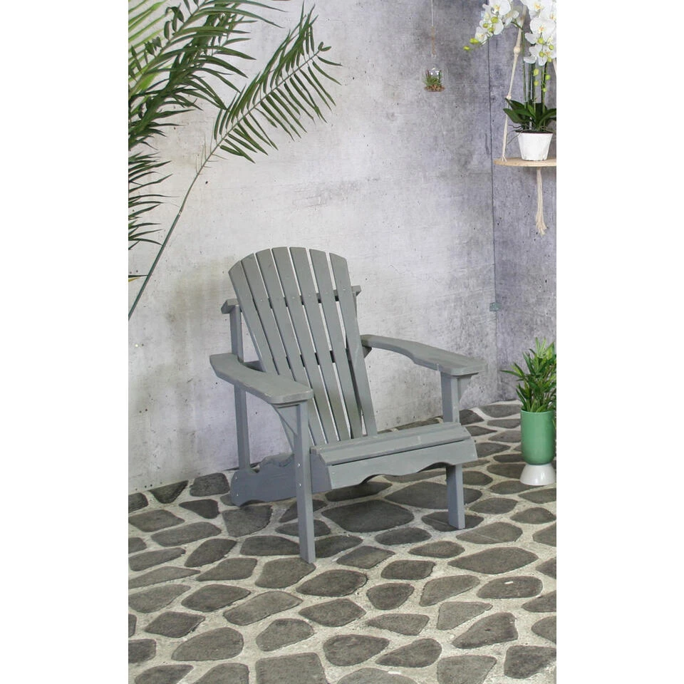 SenS-Line Adirondack Tuinstoel - Hout - Grijs 4 SenS-Line Adirondack Tuinstoel - Hout - Grijs - Afbeelding 2