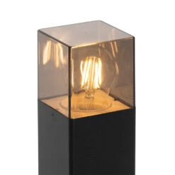 QAZQA Staande Buitenlamp Zwart 50 Cm IP44 Met Smoke Glass - Denmark -Huishoudelijke Artikelen Winkel 1000046347 0101