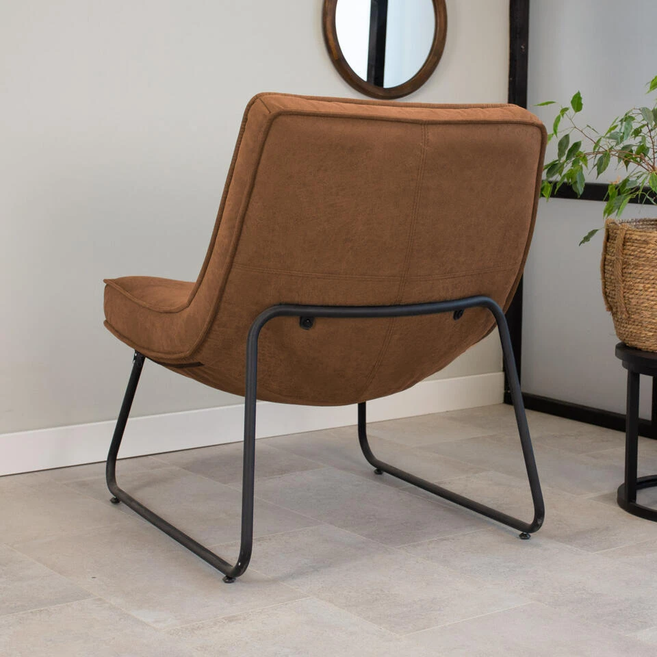 Industriële Fauteuil Cognac Lowen Eco Leer - Leder - Bruin 4 Industriële Fauteuil Cognac Lowen Eco Leer - Leder - Bruin - Afbeelding 2