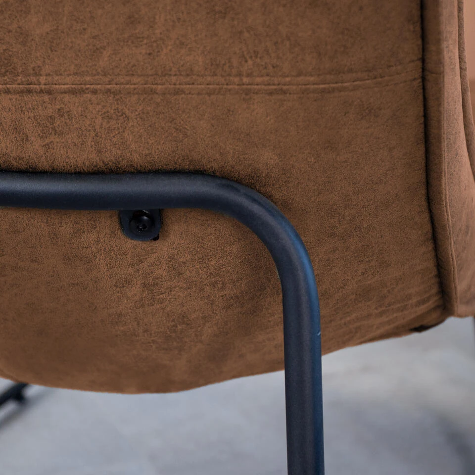 Industriële Fauteuil Cognac Lowen Eco Leer - Leder - Bruin 5 Industriële Fauteuil Cognac Lowen Eco Leer - Leder - Bruin - Afbeelding 3