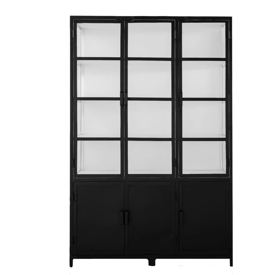 Giga Meubel Vitrinekast Zwart/Wit - Metaal - 150x50x230cm - Kast Lott 4 Giga Meubel Vitrinekast Zwart/Wit - Metaal - 150x50x230cm - Kast Lott - Afbeelding 2