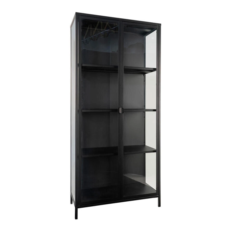 Giga Meubel Vitrinekast Metaal Zwart - 35x80x175cm - Kast Brisbane 5 Giga Meubel Vitrinekast Metaal Zwart - 35x80x175cm - Kast Brisbane - Afbeelding 3