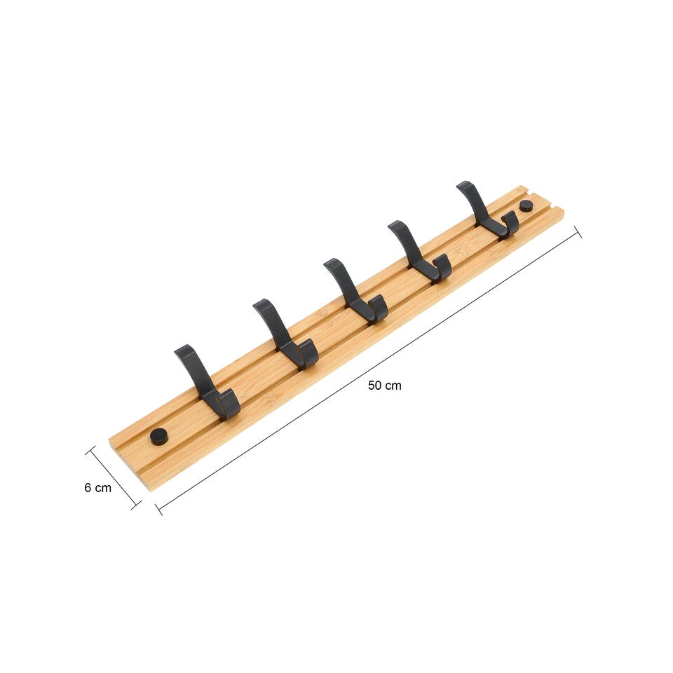QUVIO Kapstok Bamboo Verschuifbare Haken Hout 5 QUVIO Kapstok Bamboo Verschuifbare Haken Hout - Afbeelding 3