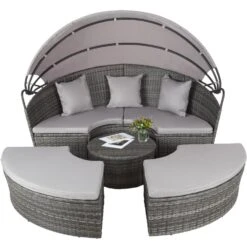 Tectake - Aluminium Wicker Ligbed - Grijs -Huishoudelijke Artikelen Winkel 1000077836 0102