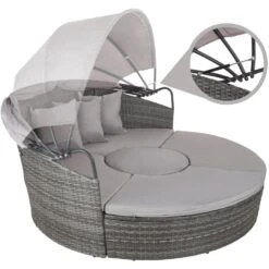 Tectake - Aluminium Wicker Ligbed - Grijs -Huishoudelijke Artikelen Winkel 1000077836 0103