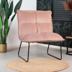 Velvet Fauteuil Maud Roze - Stof - Roze -Huishoudelijke Artikelen Winkel 1000079003 0103