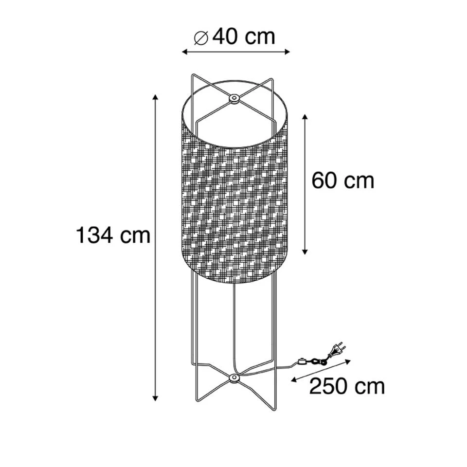 QAZQA Design Vloerlamp Zwart Linnen Kap - Rich 5 QAZQA Design Vloerlamp Zwart Linnen Kap - Rich - Afbeelding 3