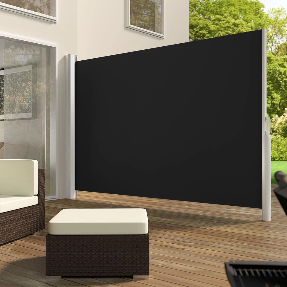 Tectake - Uittrekbaar Aluminium Windscherm Tuinscherm 200 X 300 Cm Zwart 3 Tectake - Uittrekbaar Aluminium Windscherm Tuinscherm 200 X 300 Cm Zwart - Afbeelding 2