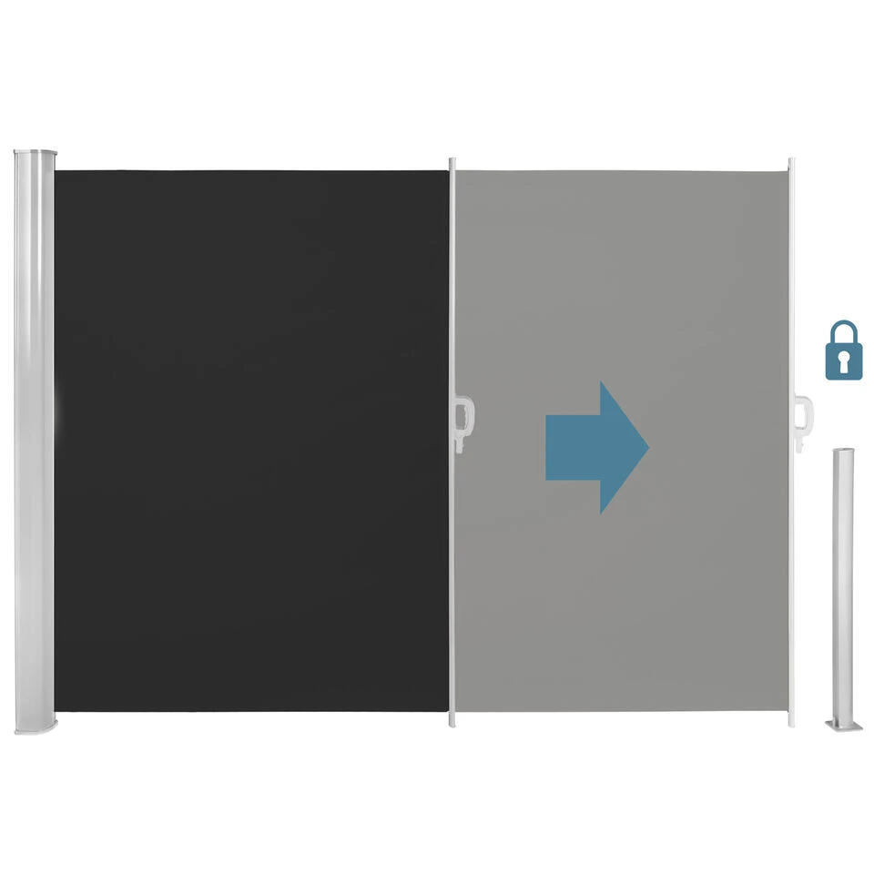 Tectake - Uittrekbaar Aluminium Windscherm Tuinscherm 200 X 300 Cm Zwart 4 Tectake - Uittrekbaar Aluminium Windscherm Tuinscherm 200 X 300 Cm Zwart - Afbeelding 3