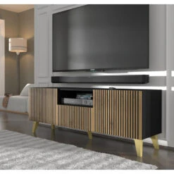 TV Meubel Ravenna P Painted MDF 56x150x42 Zwart 8 TV Meubel Ravenna P Painted MDF 56x150x42 Zwart -Huishoudelijke Artikelen Winkel 1000088535 0102