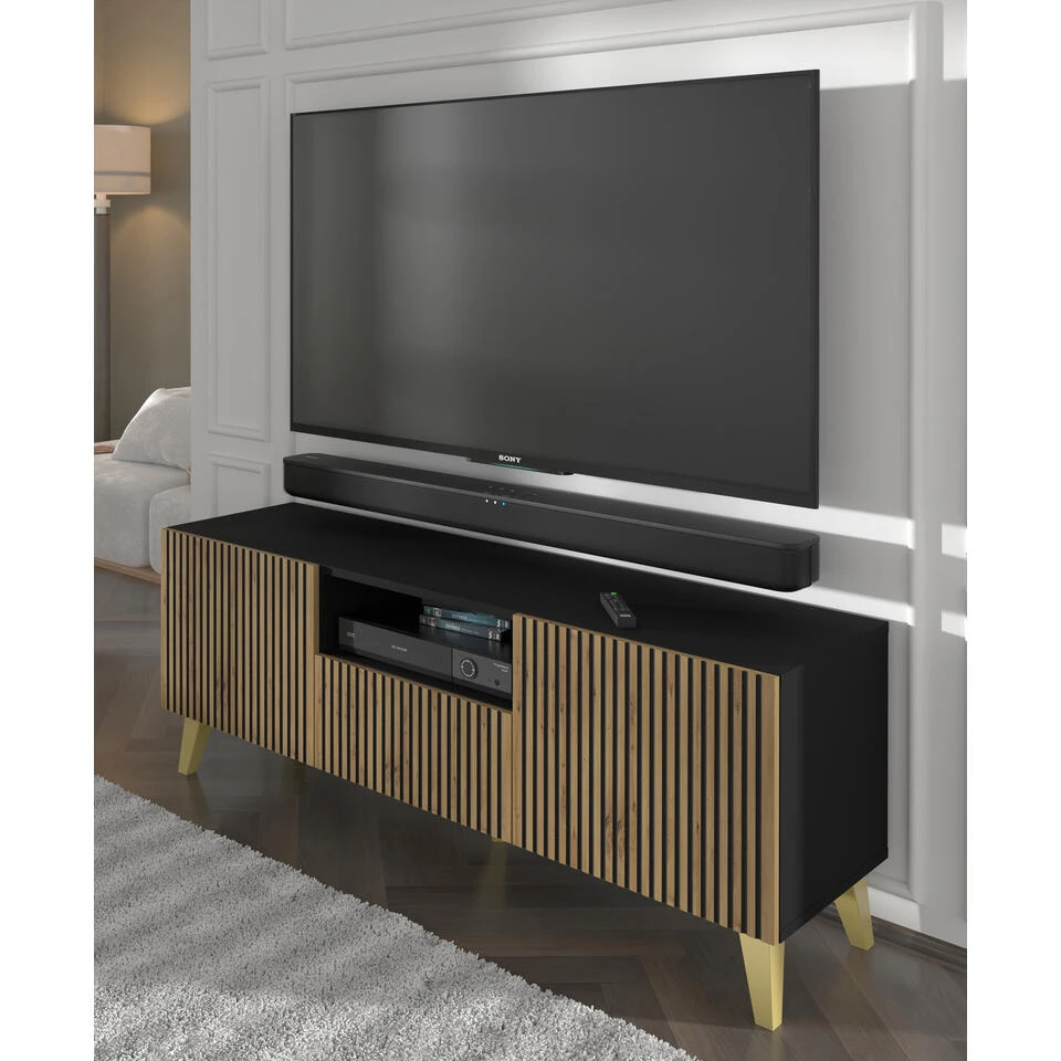 TV Meubel Ravenna P Painted MDF 56x150x42 Zwart 6 TV Meubel Ravenna P Painted MDF 56x150x42 Zwart - Afbeelding 4