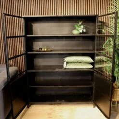 Cavetown Vitrinekast Industrieel Garcia Zwart - 45x140x185 Cm -Huishoudelijke Artikelen Winkel 1000094167 0103