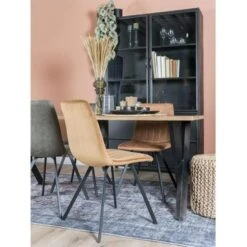 Romy Vitrinekast Industrieel Zwart - 35x120x200 Cm -Huishoudelijke Artikelen Winkel 1000094246 0103