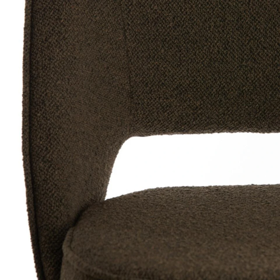 Djeslin Eetkamerstoel Donkerbruin - Stof - Bruin 6 Djeslin Eetkamerstoel Donkerbruin - Stof - Bruin - Afbeelding 4