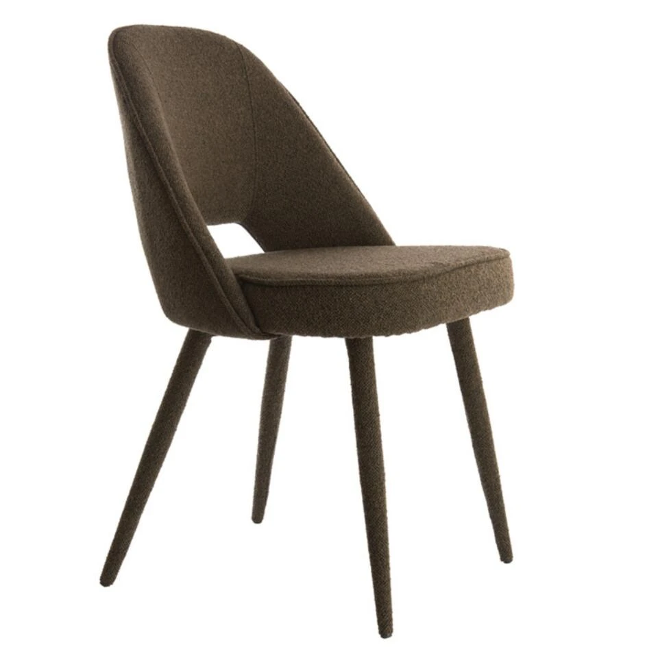 Djeslin Eetkamerstoel Donkerbruin - Stof - Bruin 3 Djeslin Eetkamerstoel Donkerbruin - Stof - Bruin