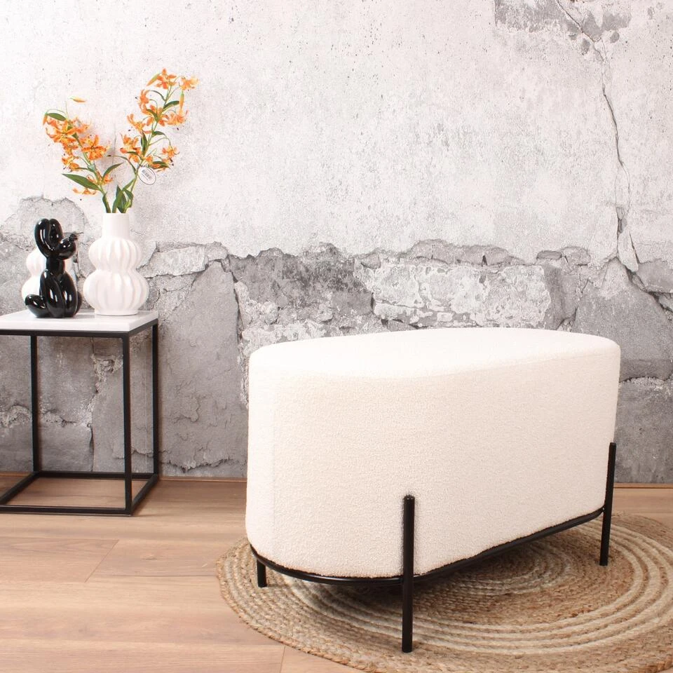 DS4U® Torben Hocker Duo - Stof - Wit 4 DS4U® Torben Hocker Duo - Stof - Wit - Afbeelding 2