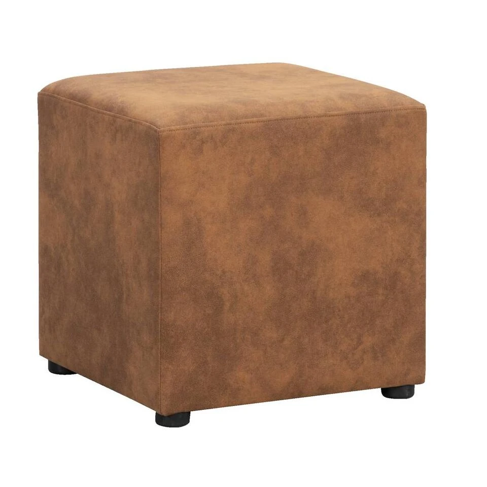Hocker Nando - Cognac - 45x45x45 Cm 4 Hocker Nando - Cognac - 45x45x45 Cm - Afbeelding 2