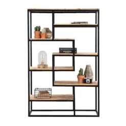 Wandmeubel Kyan - Zwart/naturel - 180x120x40 Cm -Huishoudelijke Artikelen Winkel 10600656 0140