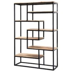 Wandmeubel Kyan - Zwart/naturel - 180x120x40 Cm -Huishoudelijke Artikelen Winkel 10600656 0301