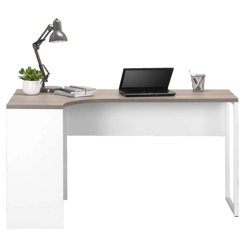 Hoekbureau Hannover - Wit/truffel - 76,8x145x81 Cm 4 Hoekbureau Hannover - Wit/truffel - 76,8x145x81 Cm - Afbeelding 2
