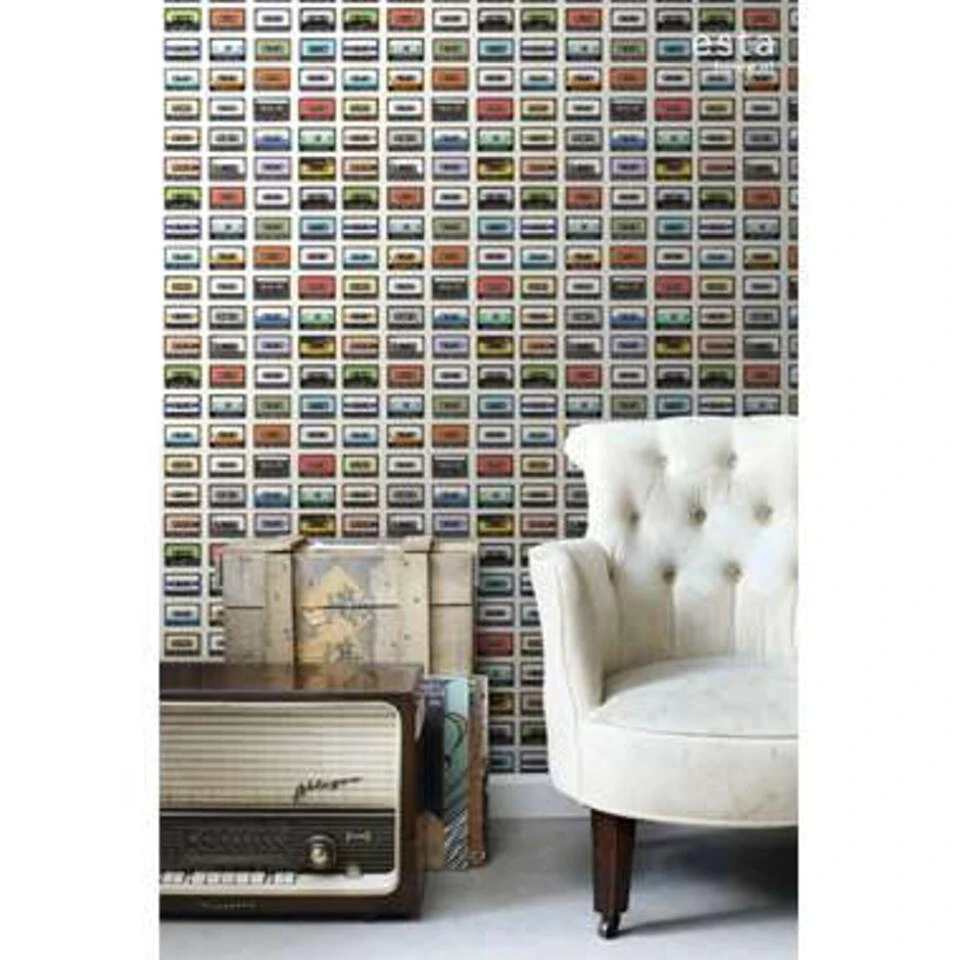 ESTAhome Behang XXL - Vintage Cassettes 4 ESTAhome Behang XXL - Vintage Cassettes - Afbeelding 2