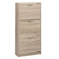 Schoenenkast Mainz - Eikenkleur - 123,5x58x25 Cm -Huishoudelijke Artikelen Winkel 11901476 0300