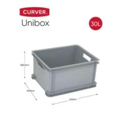 Curver Unibox Classic Opbergbox L - 3x30L - 43x35x23,5cm - Grijs -Huishoudelijke Artikelen Winkel 1237137916 0102