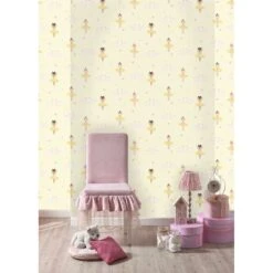Dutch Wallcoverings - Make Believe Ballerina Geel/roze - 0,53x10,05m -Huishoudelijke Artikelen Winkel 1277556200 0102