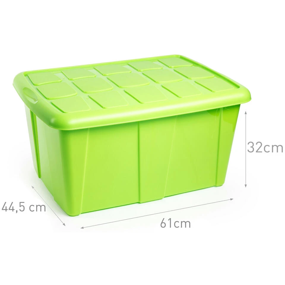 Plasticforte Opbergbox Met Deksel - Limegroen - 60L - Kunststof 4 Plasticforte Opbergbox Met Deksel - Limegroen - 60L - Kunststof - Afbeelding 2