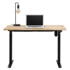 Bureau Homeworx Zit/sta Elektrisch Verstelbaar – Mangohout/zwart - 75/118x120x70 Cm -Huishoudelijke Artikelen Winkel 90103619 0140