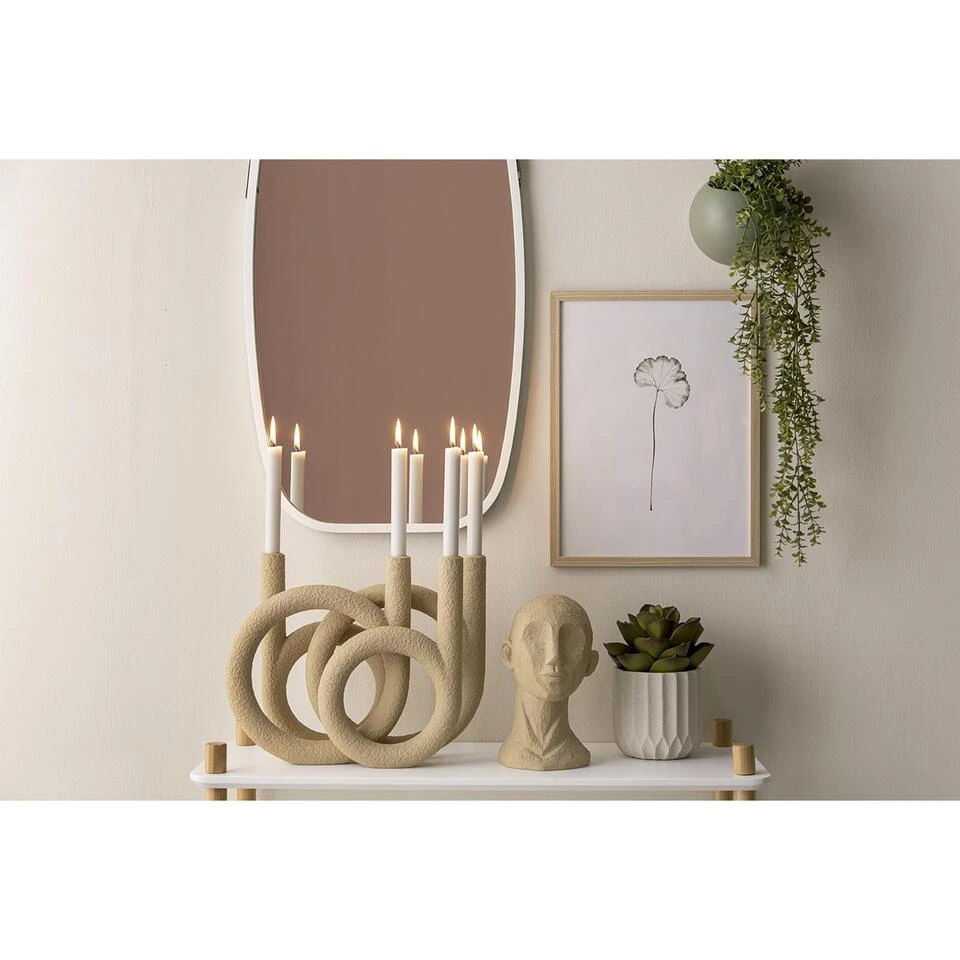PRESENT TIME Kandelaar Rings - Polyresin - Zandbruin - 38x14,5x30cm 4 PRESENT TIME Kandelaar Rings - Polyresin - Zandbruin - 38x14,5x30cm - Afbeelding 2