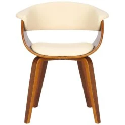 CLP Set Van 2 Bruce Eetkamerstoelen Frame Walnoot Kunstleder Crème -Huishoudelijke Artikelen Winkel c1db050d5f47407098e4317bd665dc13