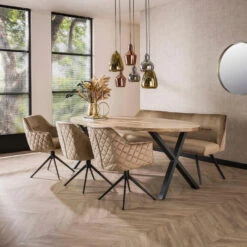 Diego Eetkamerbank Velvet - Stof - Beige -Huishoudelijke Artikelen Winkel d6cba83be925486a8f2ed85d04af58ff